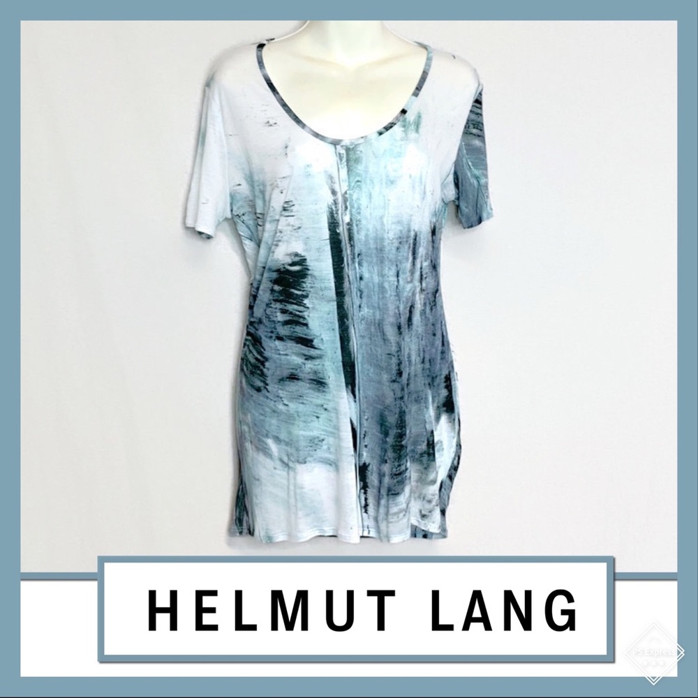 Helmut Lang Tidal Print Open V-Back Top Sz S Euc - image 1